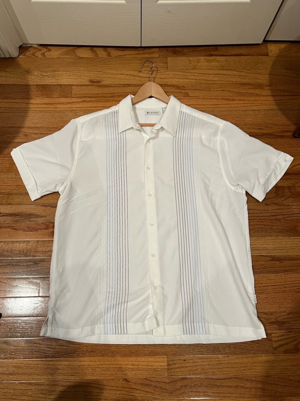 Cubavera White Short-Sleeve Pintuck Guayabera-Style Shirt